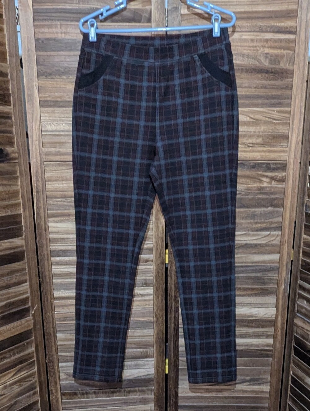 🌟 NWT Simon Chang Plaid Pull-On Stretch Pants 🌟